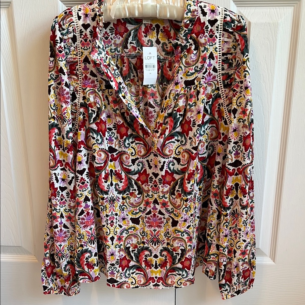 NWT LOFT multicolored long sleeve blouse